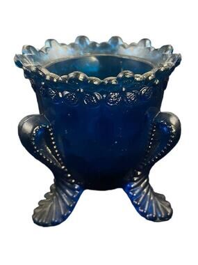 Boyd Art Glass Forget Me Knot Toothpick Holder Cobolt Blue